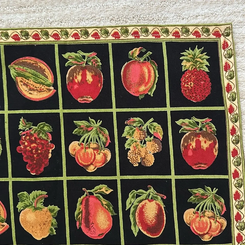 Vintage April Cornell Black Fruit Placemats Set of 2